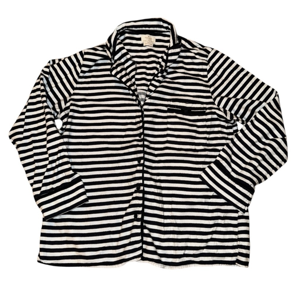 Kate Spade New York Black and White Stripe Pajama top women’s size large - Picture 1 of 9